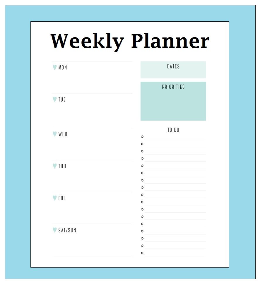 Detail Weekly Planner Template 2019 Nomer 5