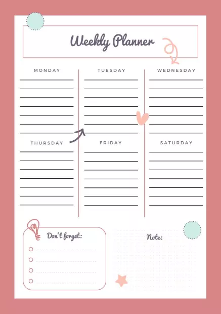 Detail Weekly Planner Template Nomer 32