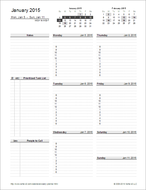 Detail Weekly Planner Template Nomer 5