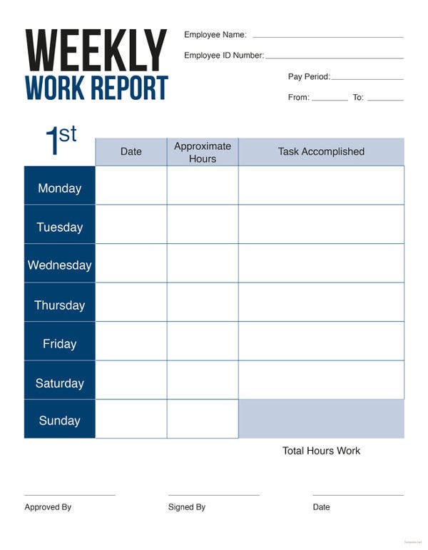 Detail Weekly Report Template Nomer 2