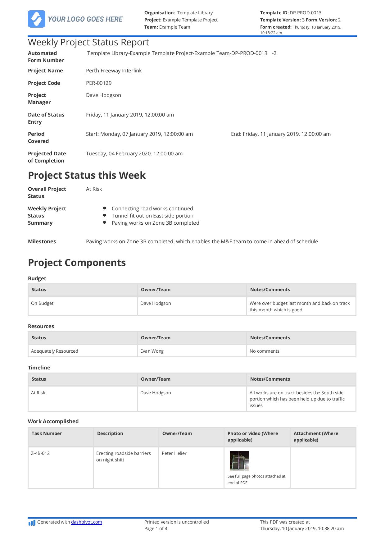 Detail Weekly Report Template Nomer 33