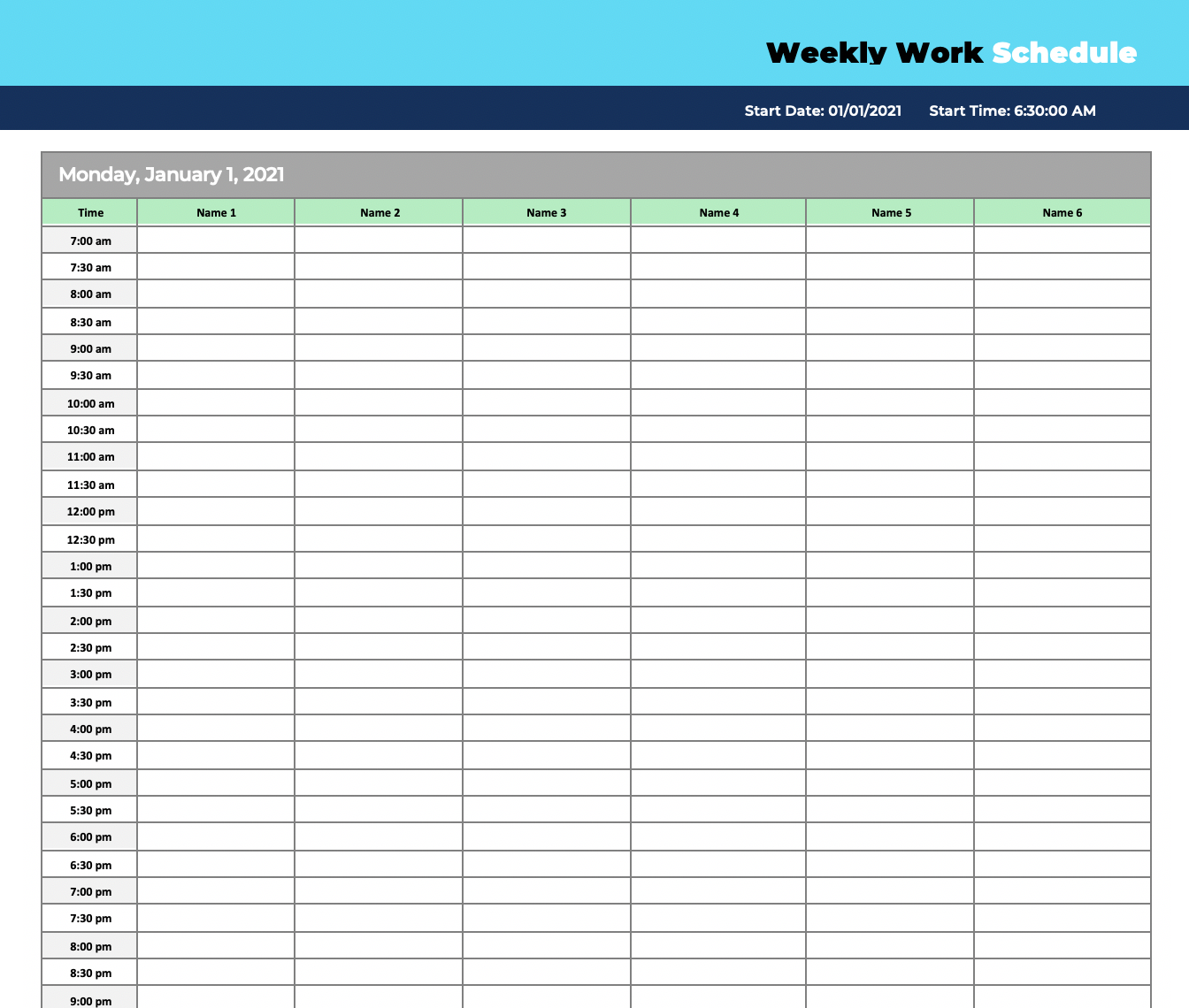 Detail Weekly Rota Template Nomer 33