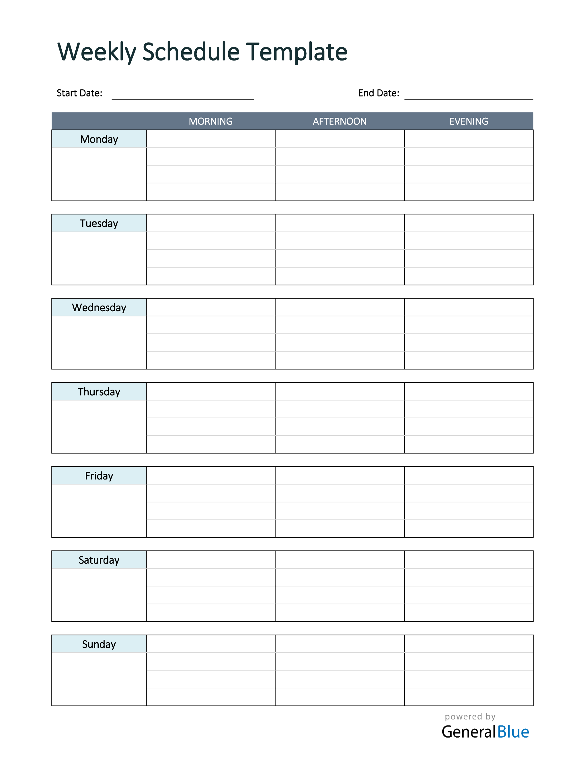 Detail Weekly Schedule Template Nomer 2