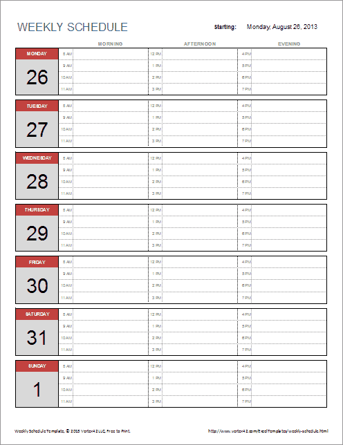 Detail Weekly Schedule Template Nomer 12