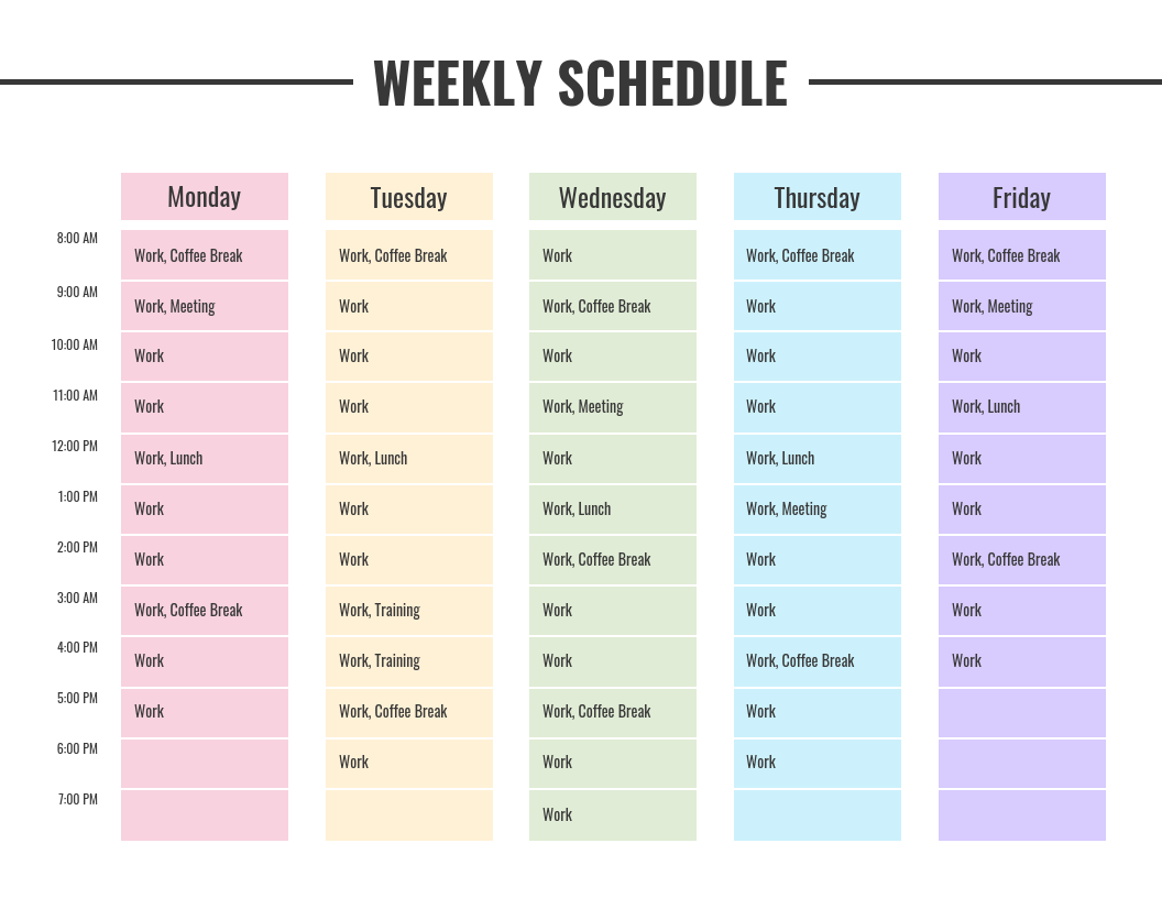 Detail Weekly Schedule Template Nomer 23