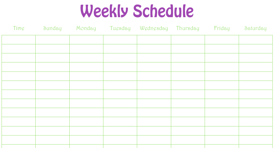 Detail Weekly Schedule Template Nomer 24