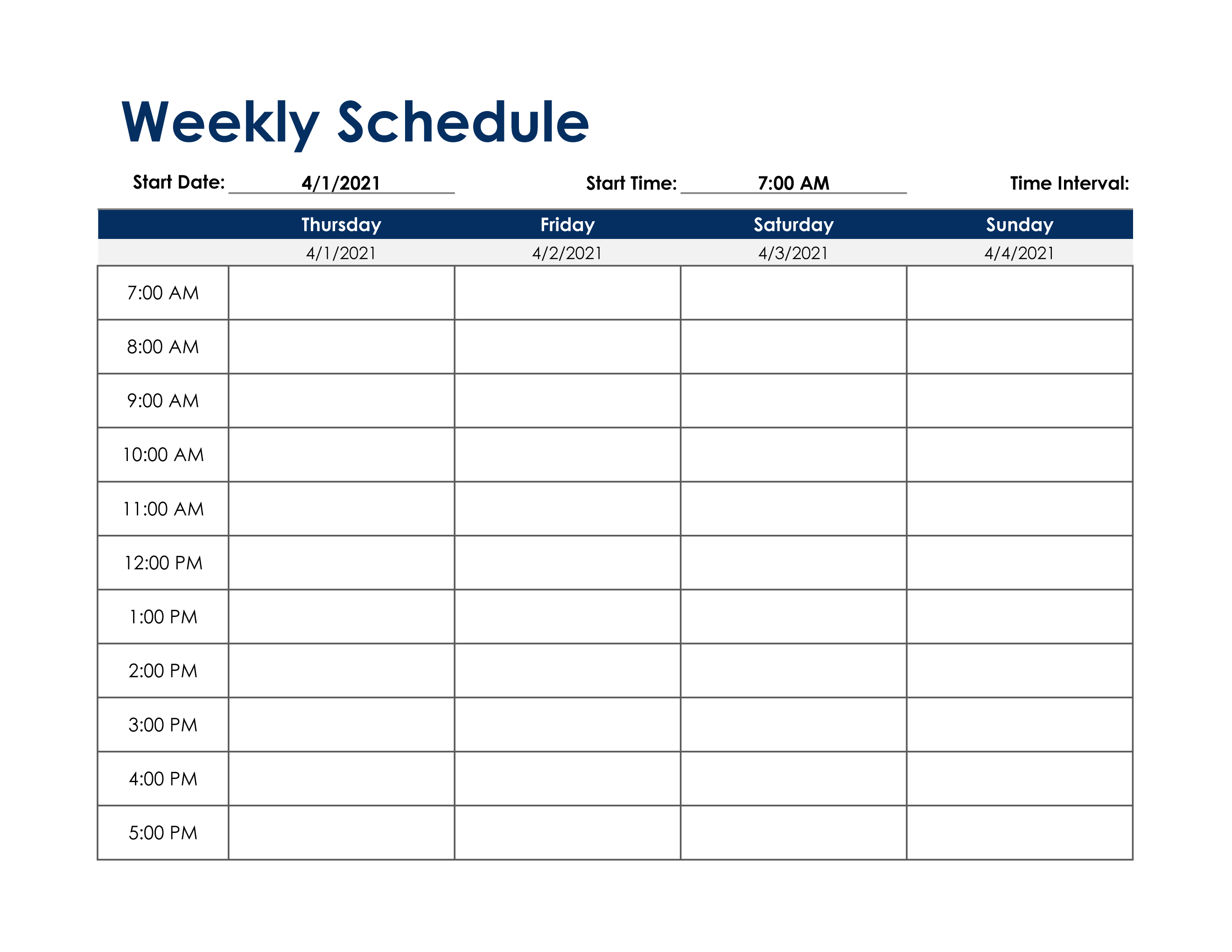 Detail Weekly Schedule Template Nomer 4