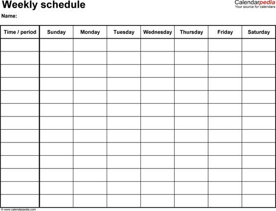 Detail Weekly Schedule Template Nomer 32