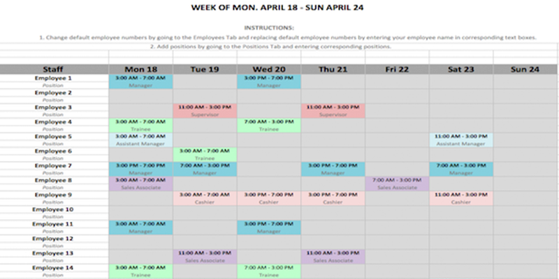 Detail Weekly Schedule Template Nomer 35