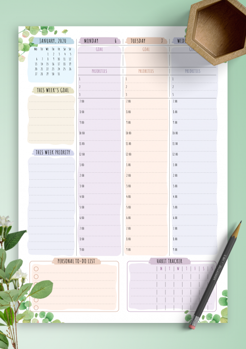 Detail Weekly Schedule Template Nomer 39