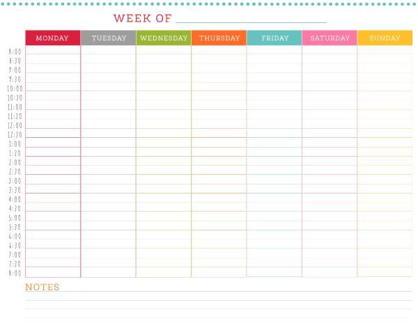 Detail Weekly Schedule Template Nomer 53