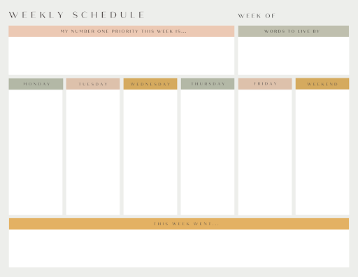 Detail Weekly Schedule Template Nomer 56