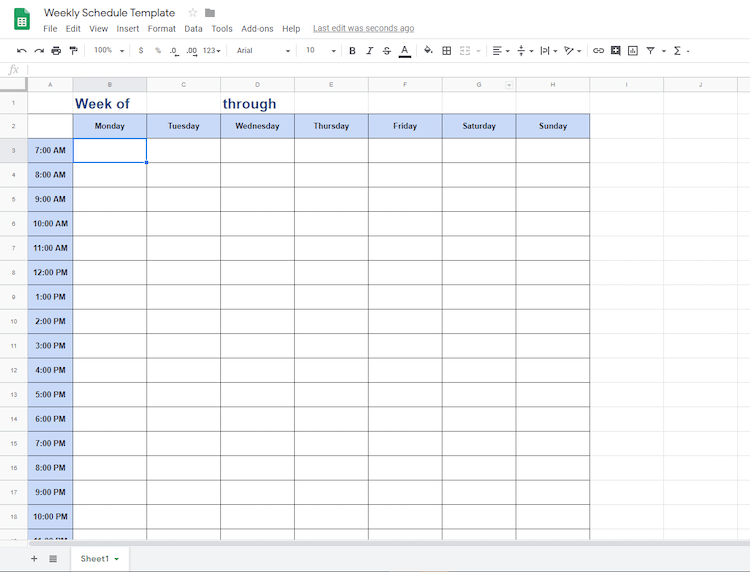 Detail Weekly Schedule Template Nomer 10