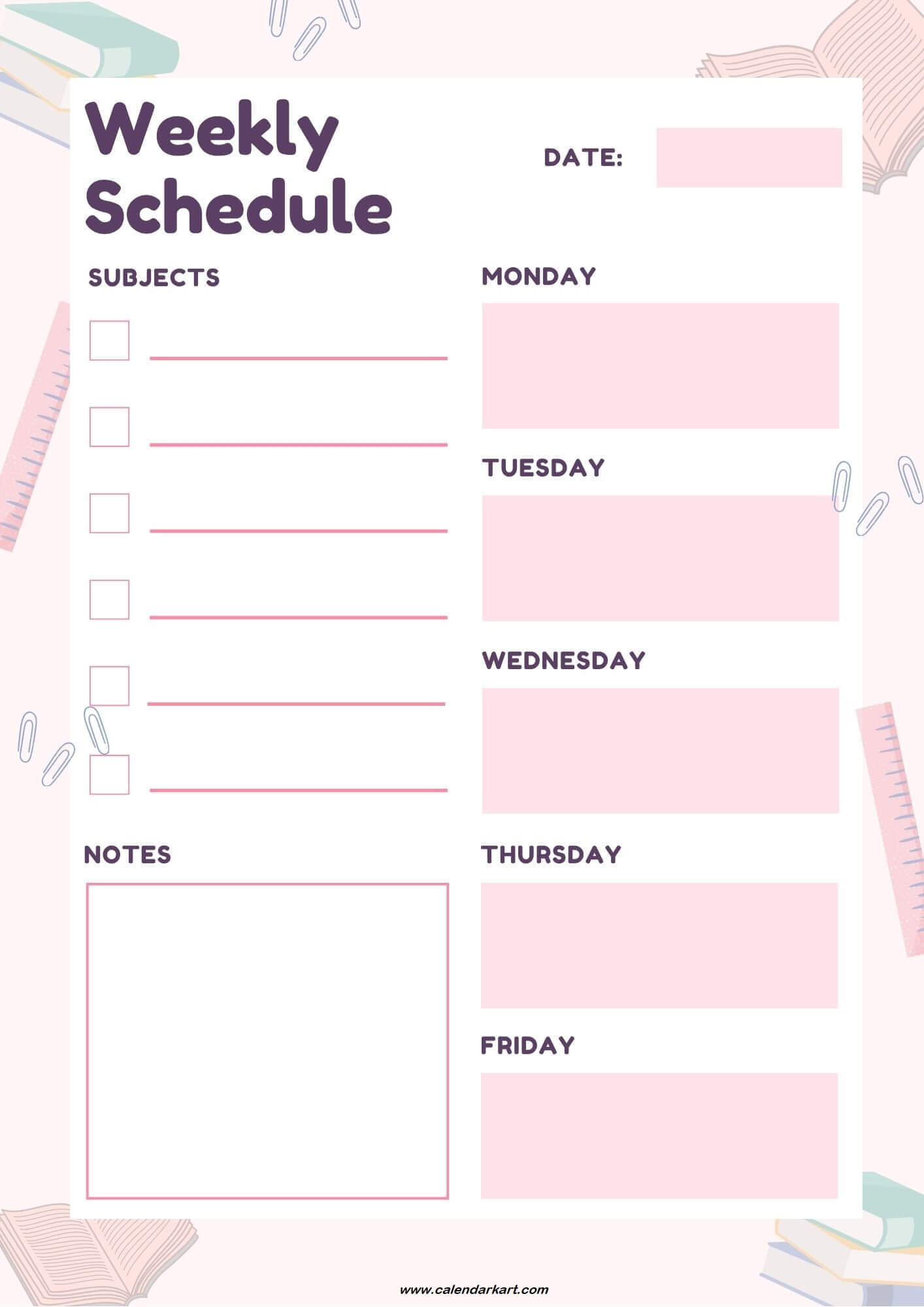 Detail Weekly Schedule Template Cute Nomer 21