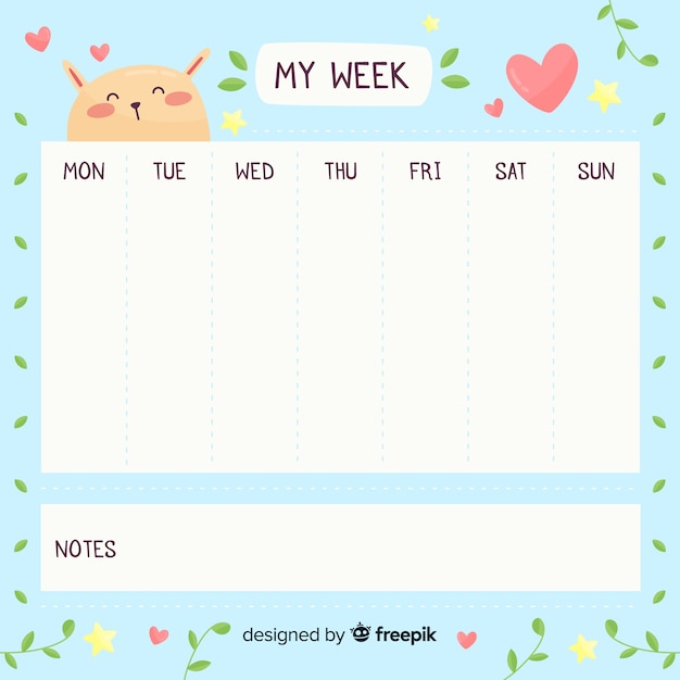 Detail Weekly Schedule Template Cute Nomer 41