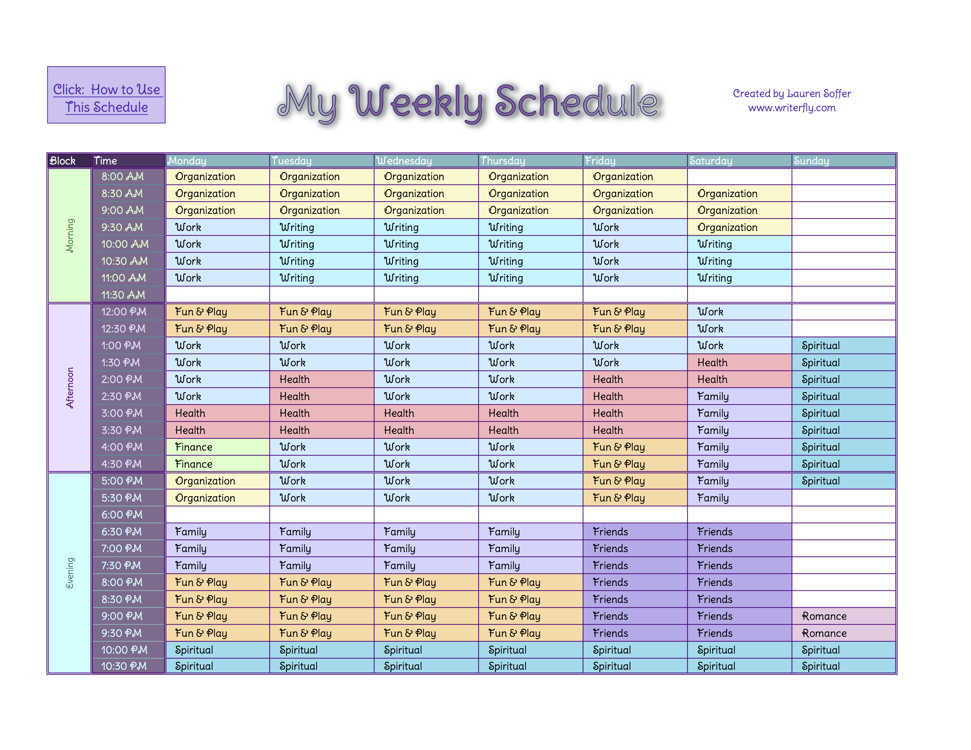 Weekly Schedule Template Excel Time Management - KibrisPDR