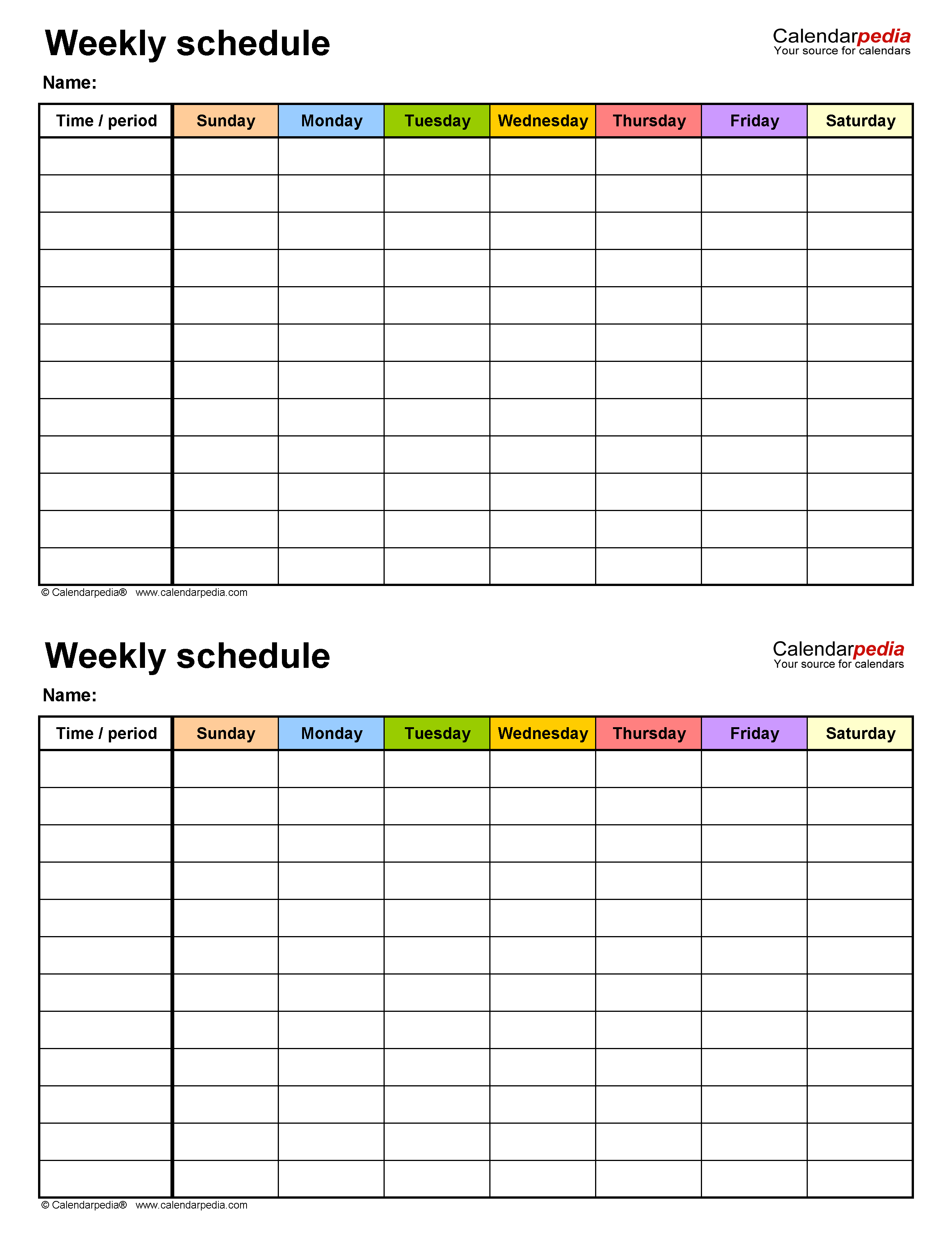 Detail Weekly Schedule Template Excel Time Management Nomer 16