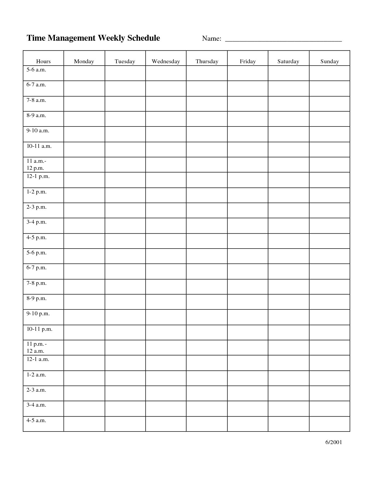Detail Weekly Schedule Template Excel Time Management Nomer 9