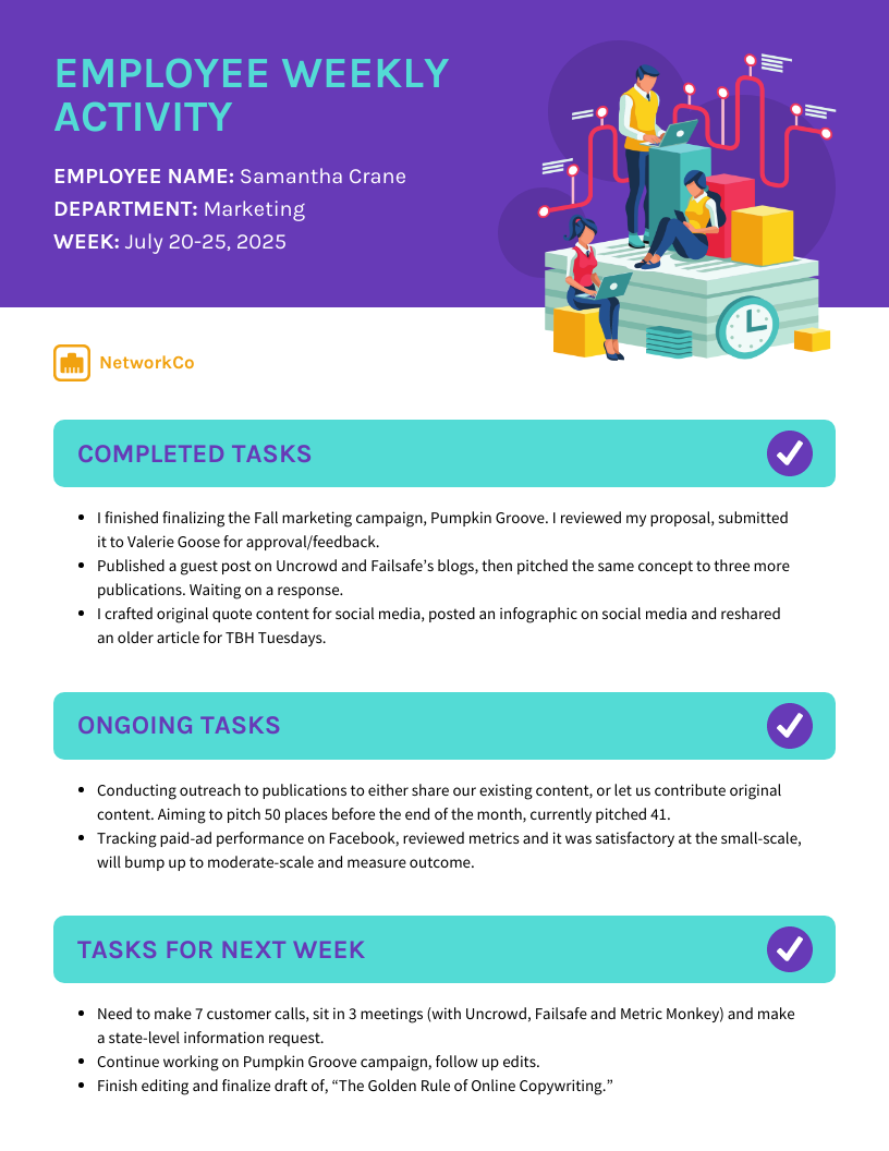 Detail Weekly Summary Report Template Nomer 19