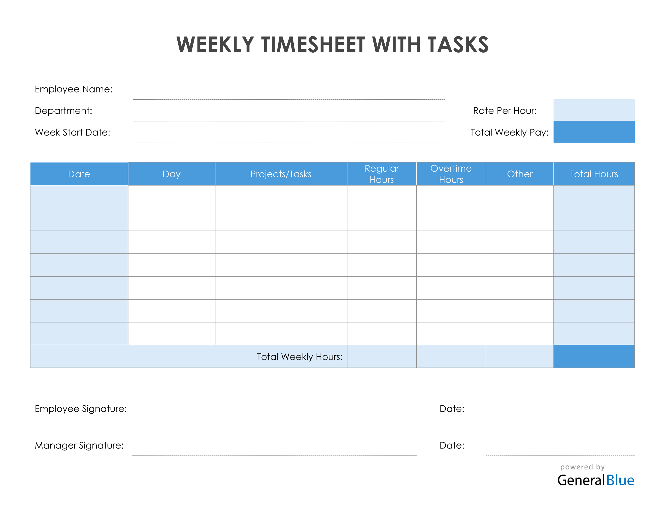 Detail Weekly Timesheet Template Excel Free Download Nomer 19