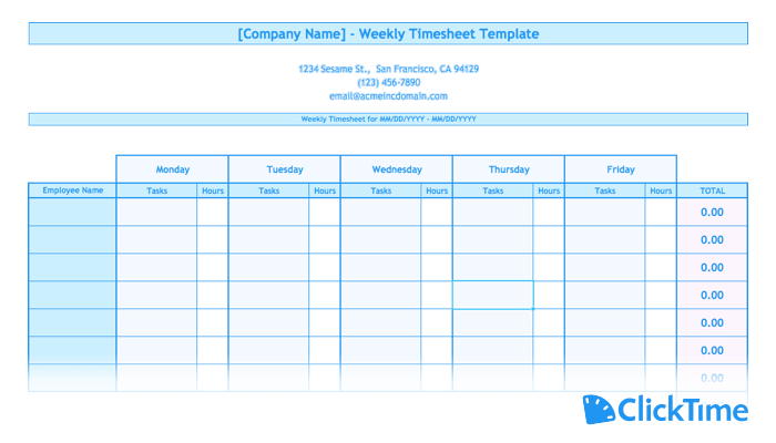 Detail Weekly Timesheet Template Excel Free Download Nomer 24