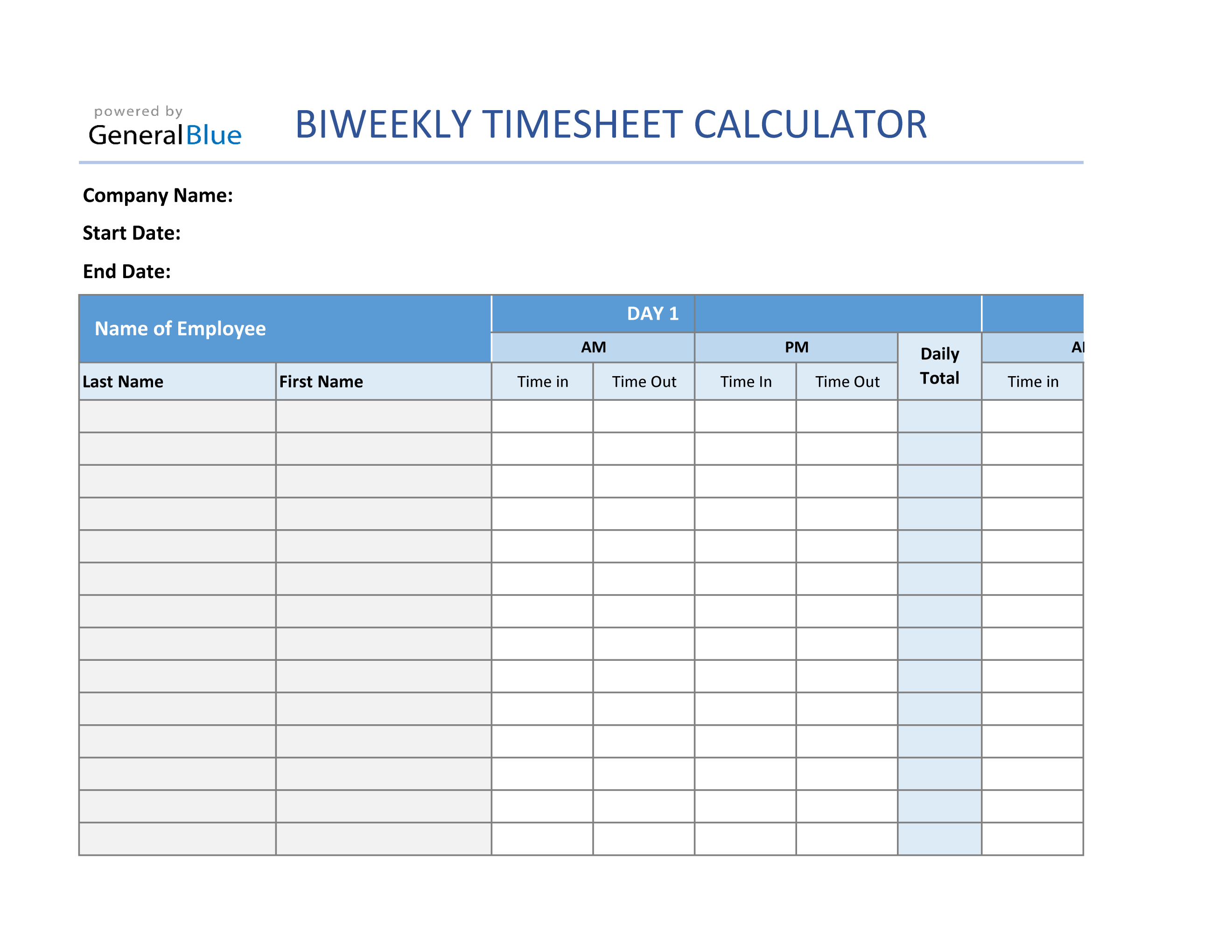 Detail Weekly Timesheet Template Excel Free Download Nomer 29