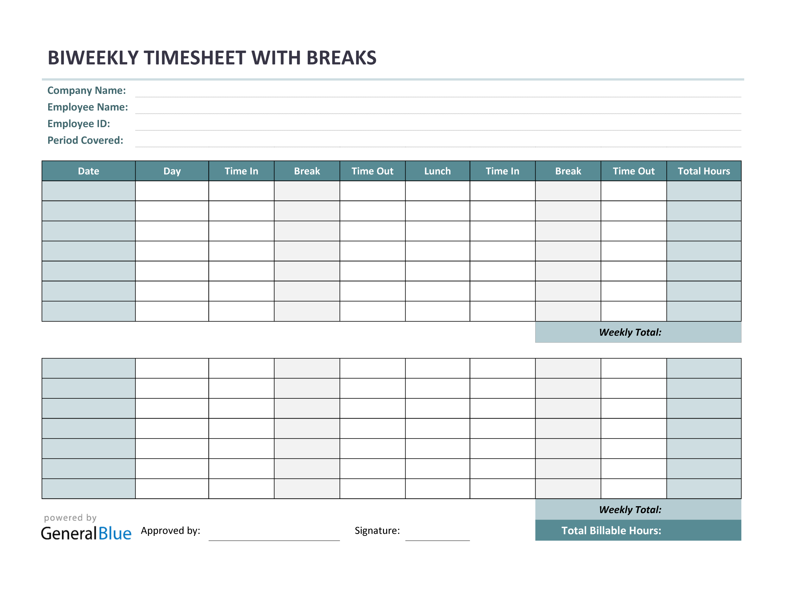 Detail Weekly Timesheet Template Excel Free Download Nomer 31