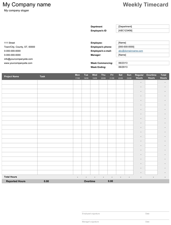 Detail Weekly Timesheet Template Excel Free Download Nomer 35