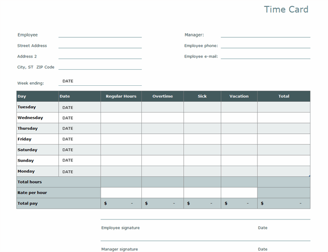 Detail Weekly Timesheet Template Excel Free Download Nomer 40