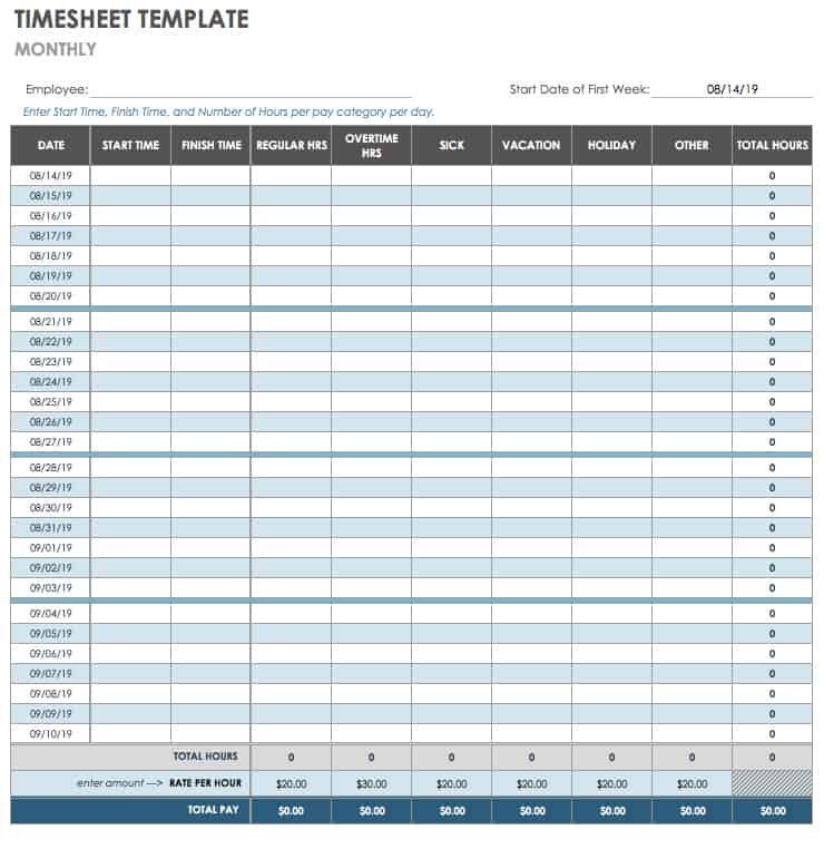 Detail Weekly Timesheet Template Excel Free Download Nomer 44