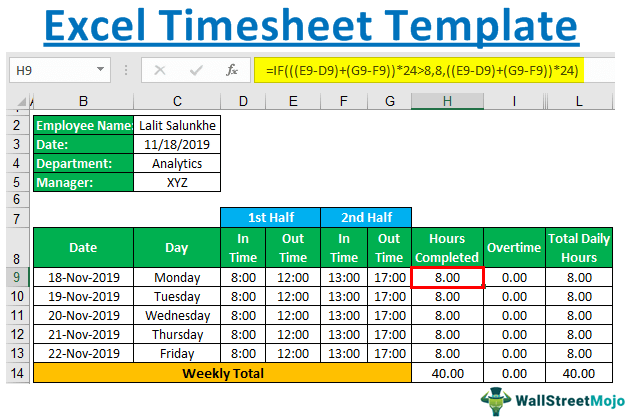 Detail Weekly Timesheet Template Excel Free Download Nomer 7