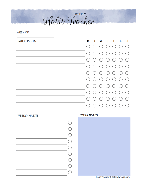 Detail Weekly Tracker Template Nomer 15