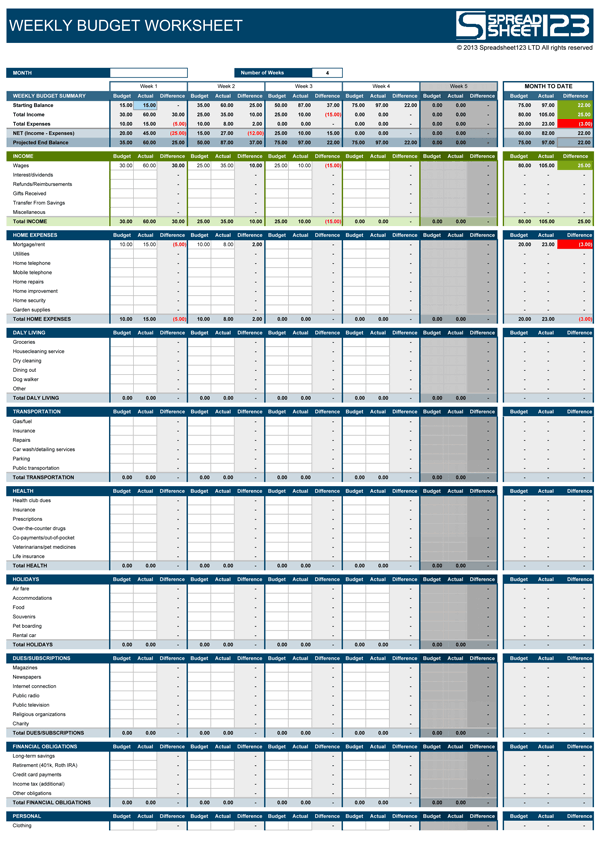Detail Weekly Tracker Template Nomer 28
