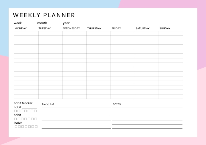 Detail Weekly Tracker Template Nomer 35