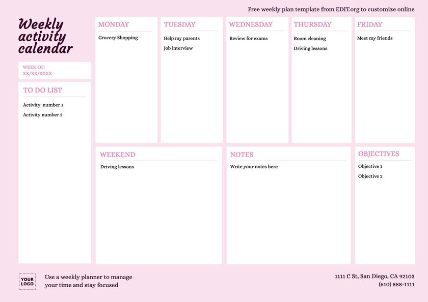 Detail Weekly Tracker Template Nomer 40
