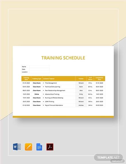 Detail Weekly Training Schedule Template Nomer 29