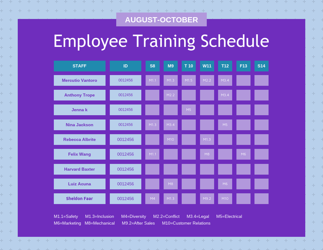 Detail weekly training schedule template koleksi nomer 5