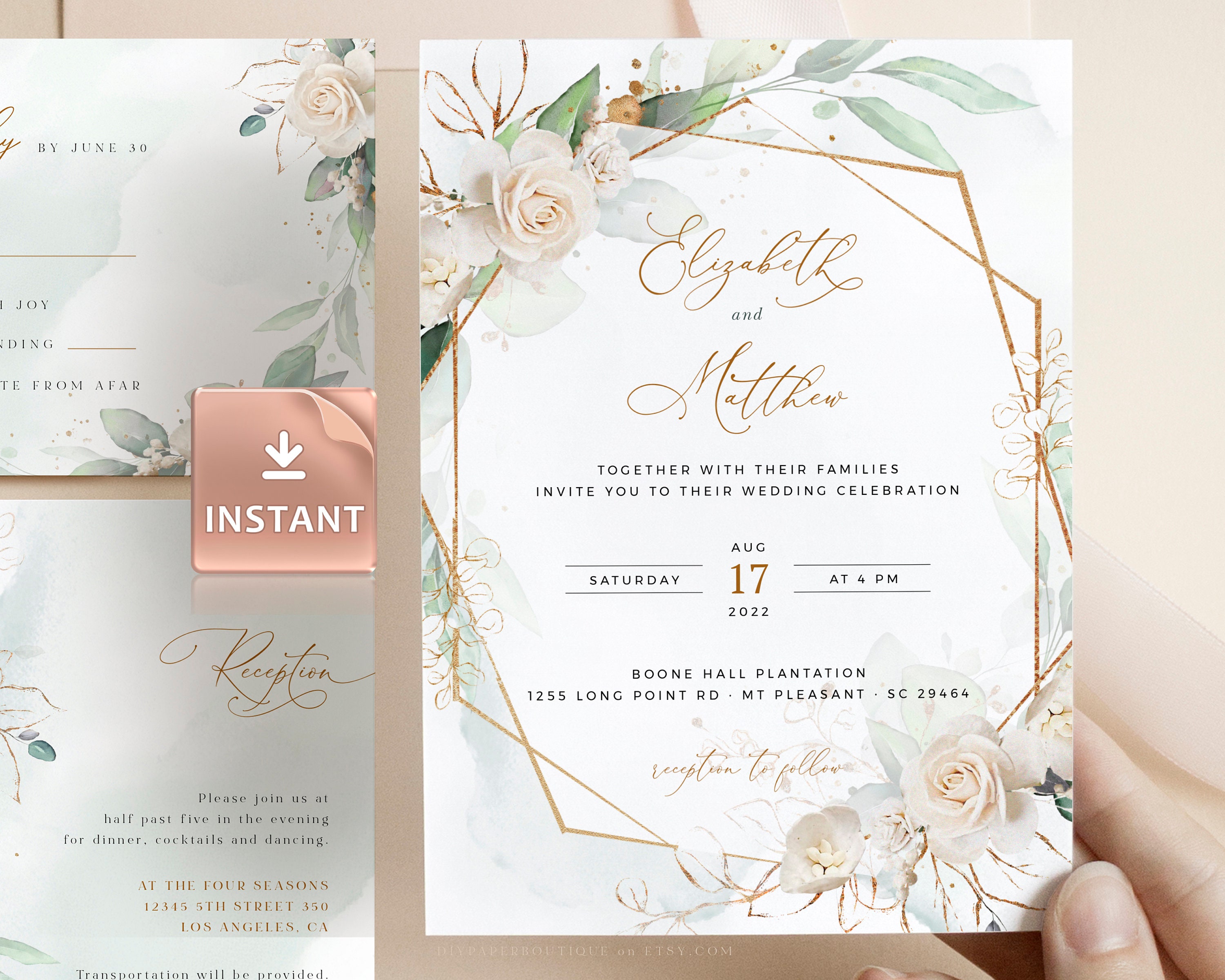 Detail White And Gold Invitation Template Nomer 47