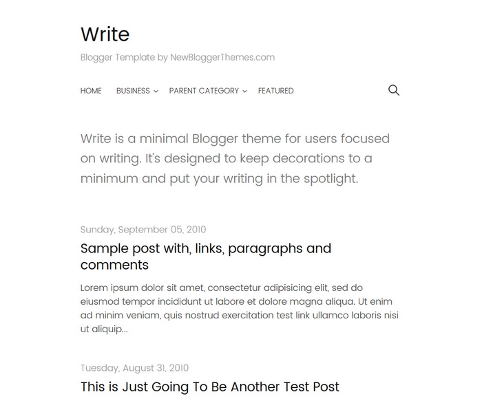 Detail White Minimalist Blogger Template Nomer 17