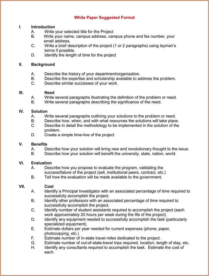 Detail White Paper Outline Template Nomer 9