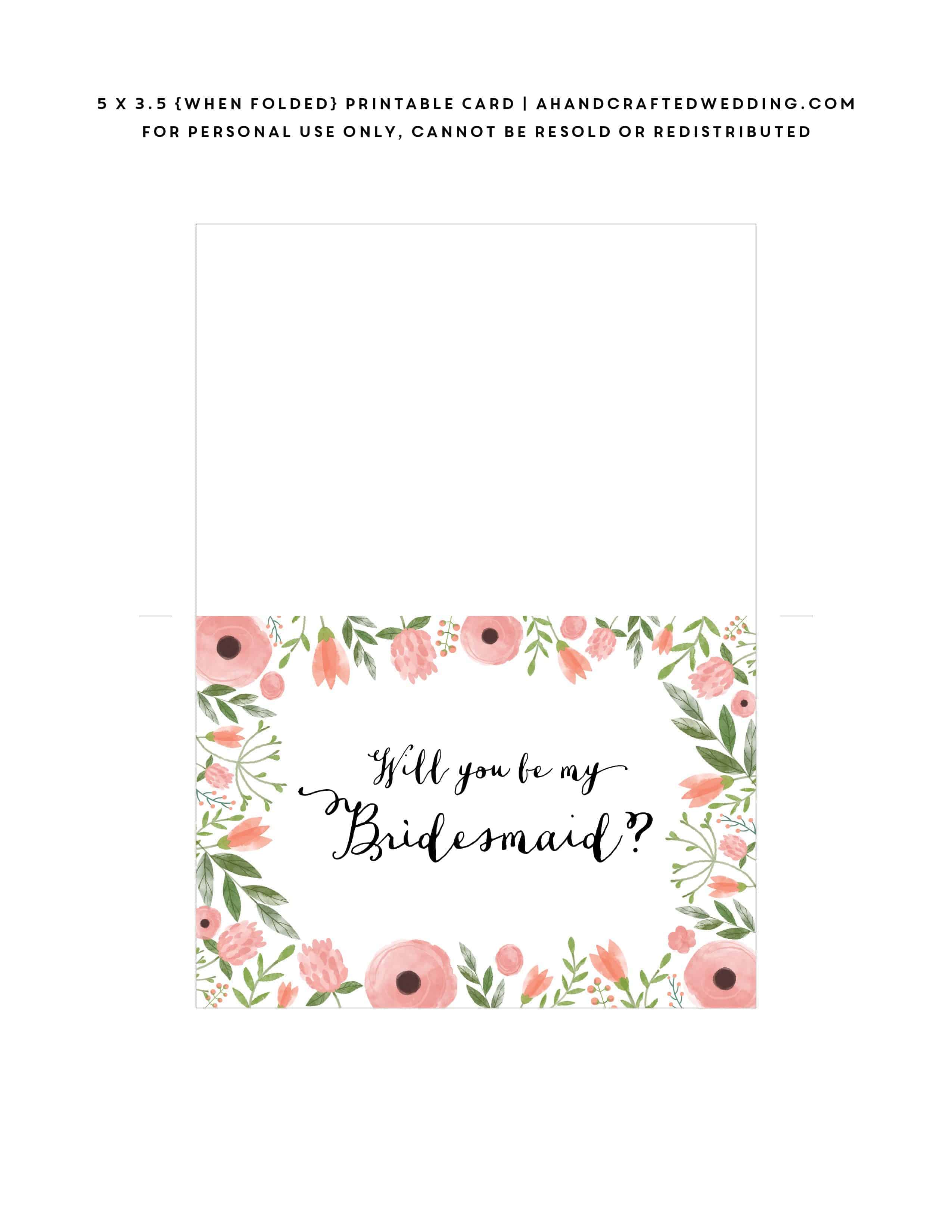 Detail Will You Be My Bridesmaid Card Template Free Nomer 27