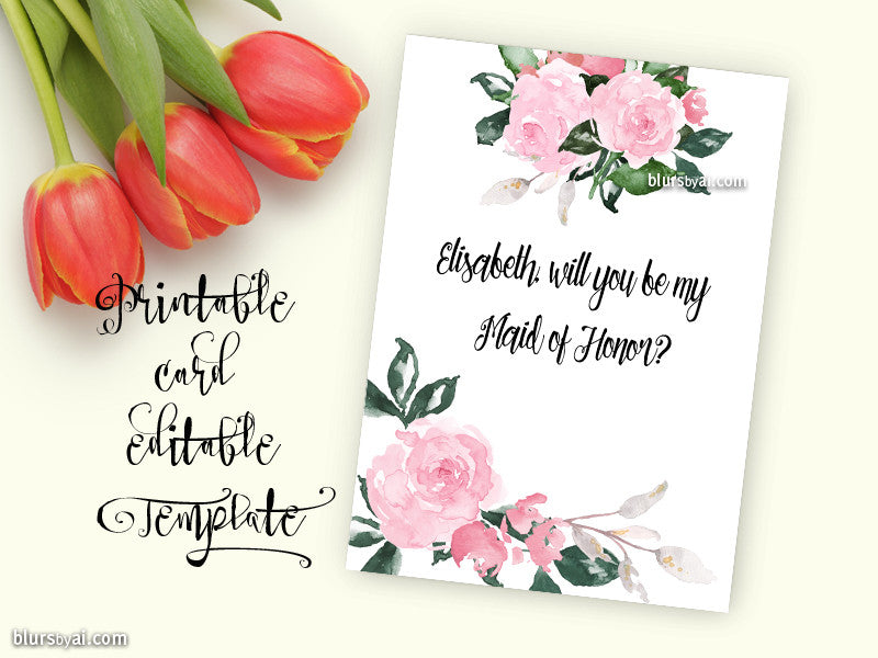 Detail Will You Be My Bridesmaid Card Template Free Nomer 44