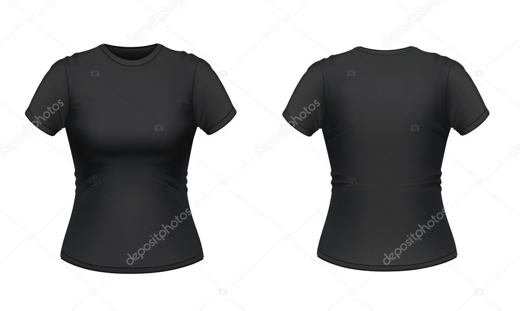 Detail Woman Black T Shirt Template Nomer 2