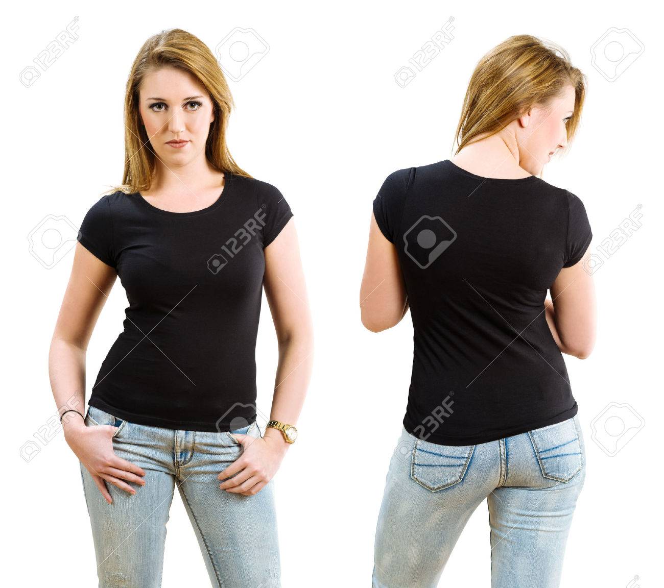 Detail Woman Black T Shirt Template Nomer 3