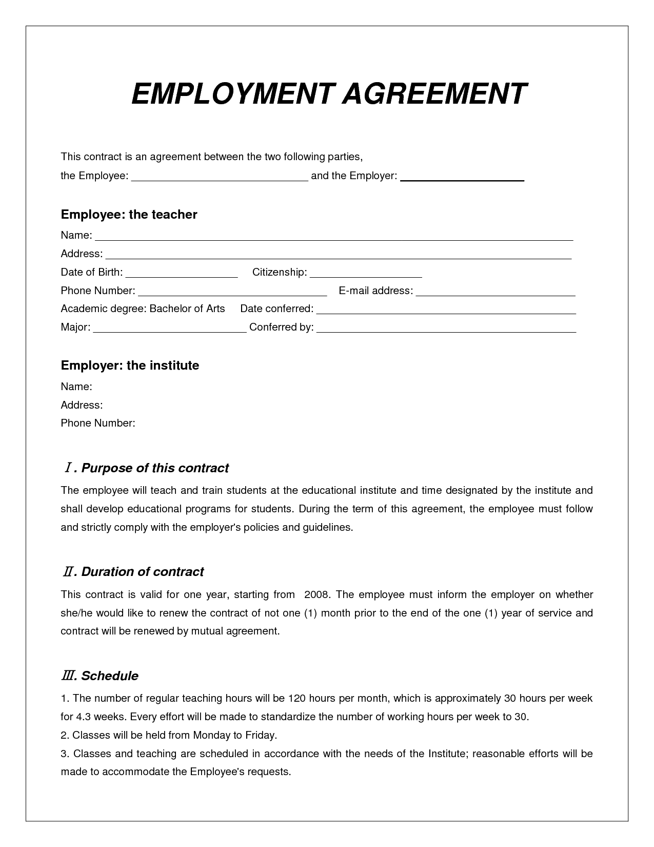Detail Work Contract Template Nomer 2
