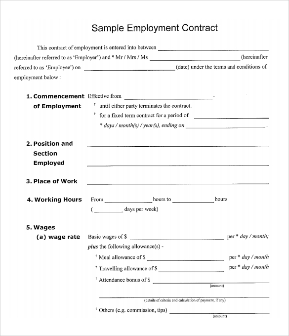 Detail Work Contract Template Nomer 28