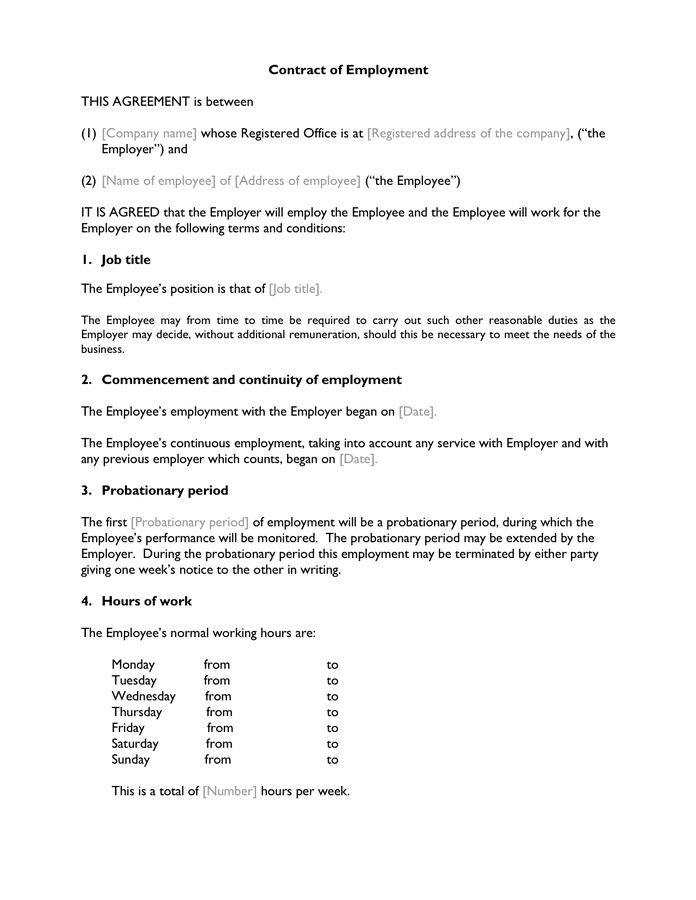 Detail Work Contract Template Nomer 48
