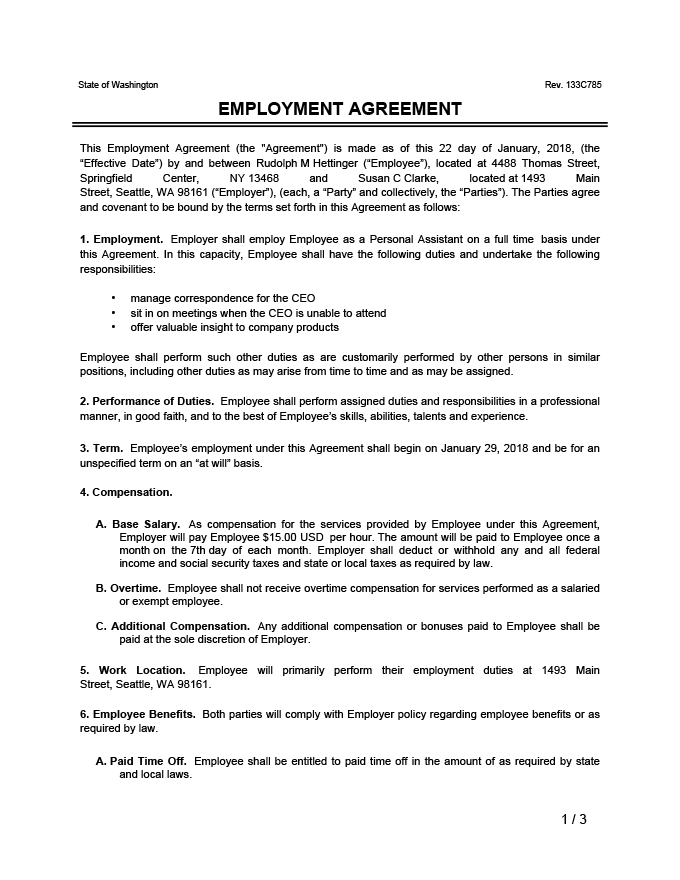 Detail Work Contract Template Nomer 7