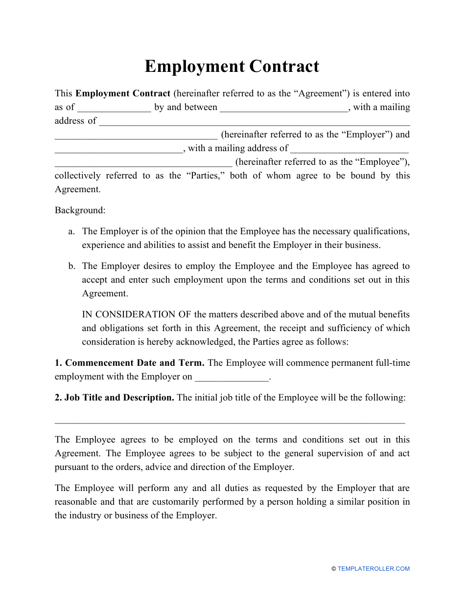 Detail Work Contract Template Nomer 9