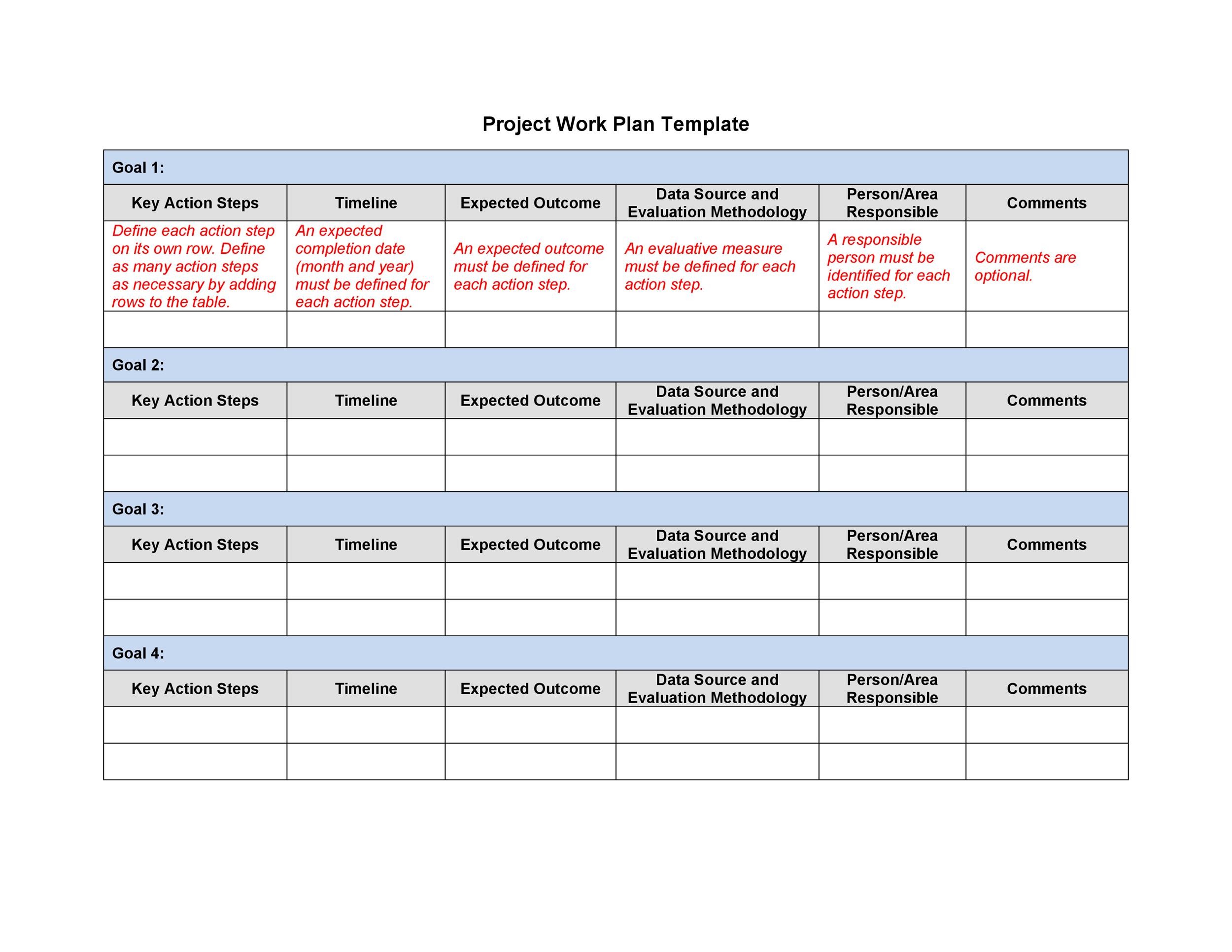 Detail Work Plan Template Nomer 3